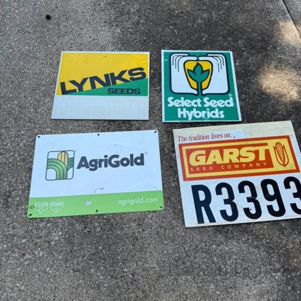 Vintage Seed Signs Plastic - AgriGold, Garst, Lynks, Select Seed Hybrids